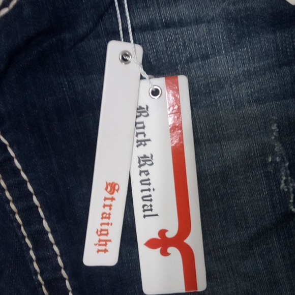 Rock Revival Women's 26 Straight Morgan Distressed Faux Leather Flap Pockets NWT - Picture 5 of 12